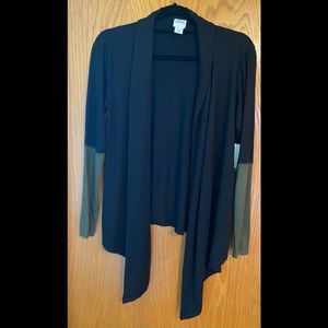Everlast Open Cardigan Women’s Large (Missy) Black Green High Low Hem NWT